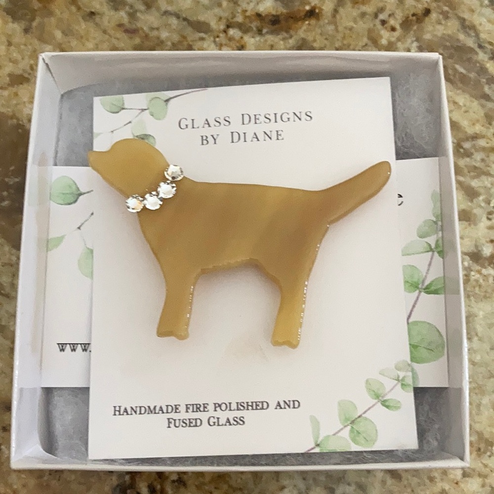 New Yellow Labrador glass pin
